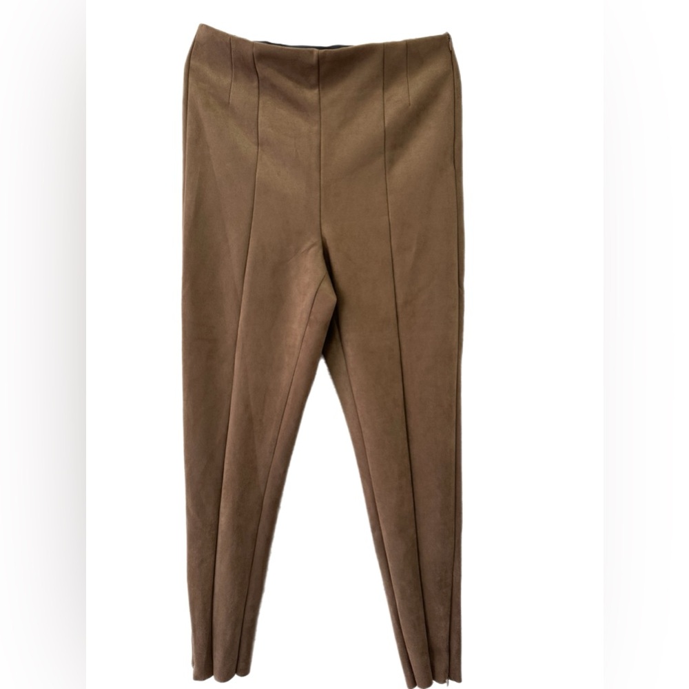 Brown Faux Suede High-Waisted Pants